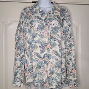 Multiples Women's Blouse Lyocell Floral Print‎ Long Sleeve Button Down Work